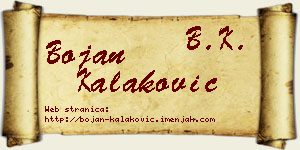 Bojan Kalaković vizit kartica